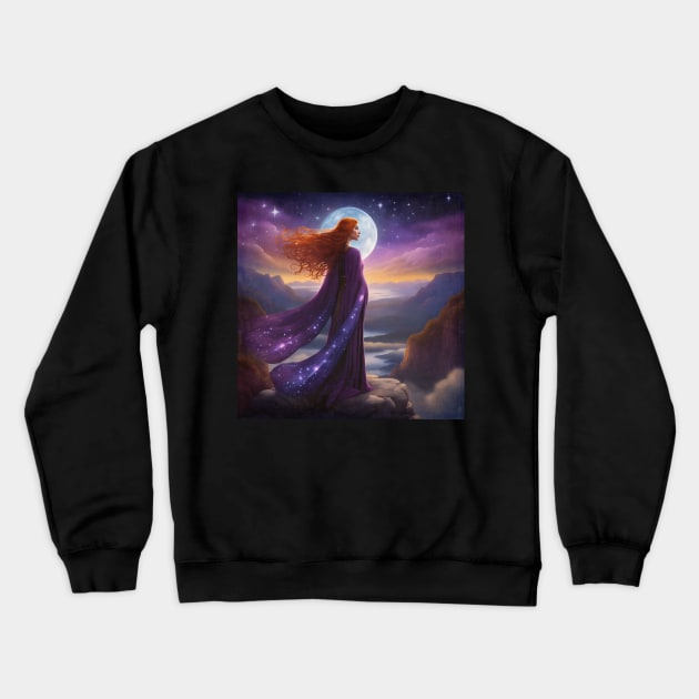 High Priestess Receiving Signals Crewneck Sweatshirt by PurplePeacock